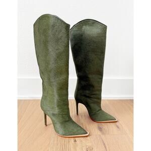 Schutz Maryana Welt Wild Pointed Toe Calf Hair High Heel Tall Boot US 5